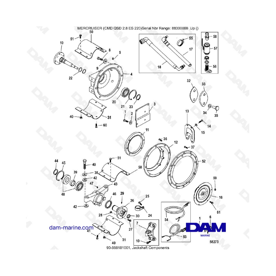 MERCRUISER CMD QSD 2.8 ES 220 - Eje secundario componentes