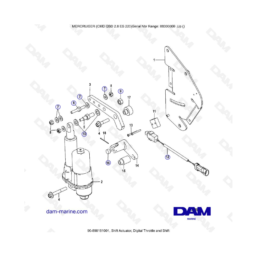 MERCRUISER CMD QSD 2.8 ES 220 - Actuador de cambio, acelerador digital y cambio