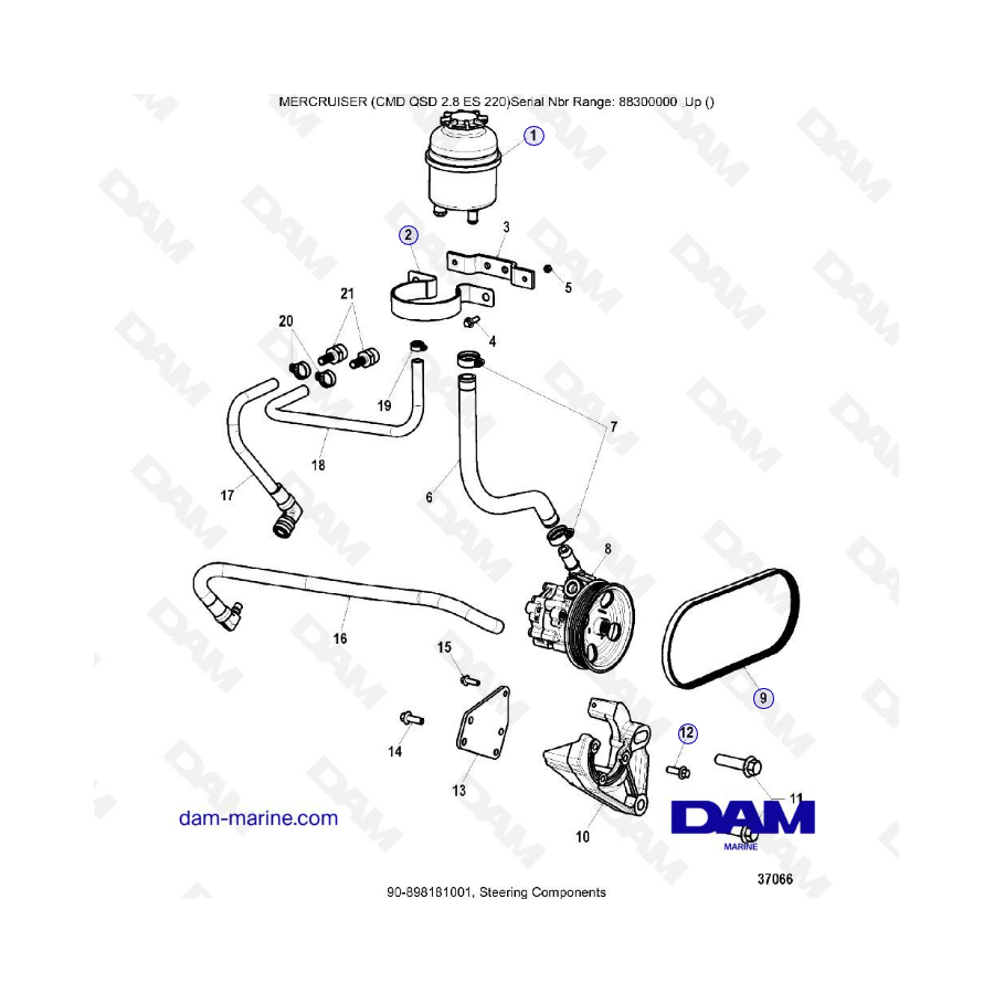 MERCRUISER CMD QSD 2.8 ES 220 - Steering components