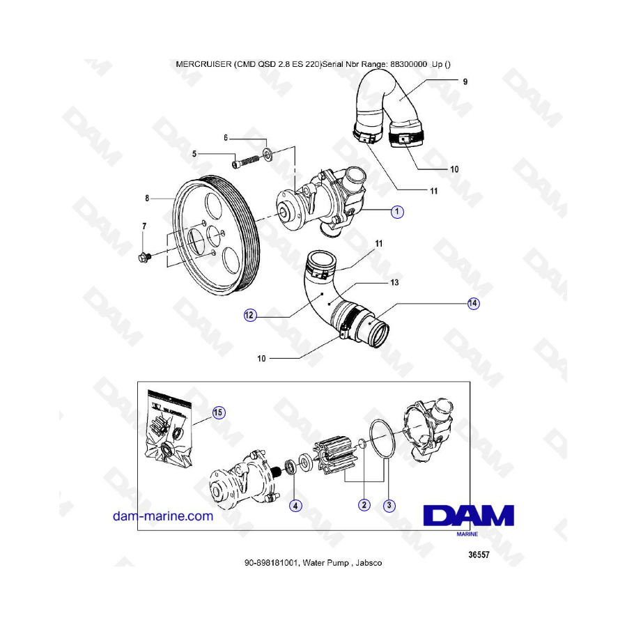 MERCRUISER CMD QSD 2.8 ES 220 - Bomba de agua, Jabsco