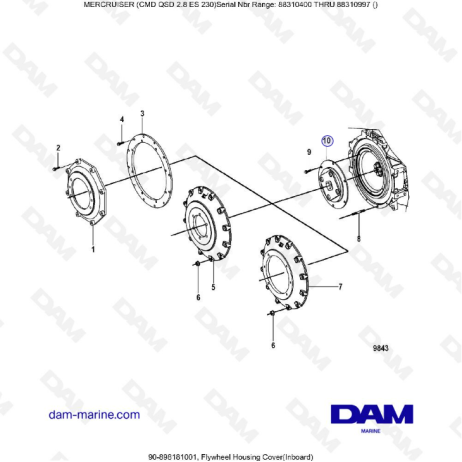 MERCRUISER CMD QSD 2.8 ES 230 - Flywheel housing cover (inboard)