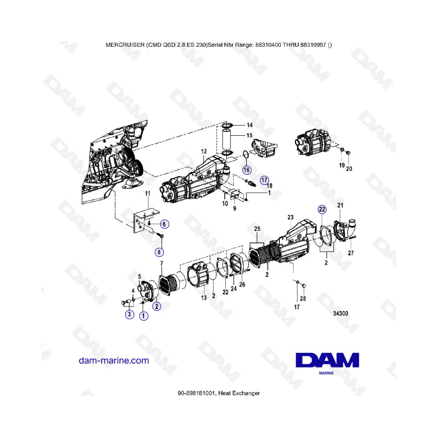 MERCRUISER CMD QSD 2.8 ES 230 - Intercambiador de calor