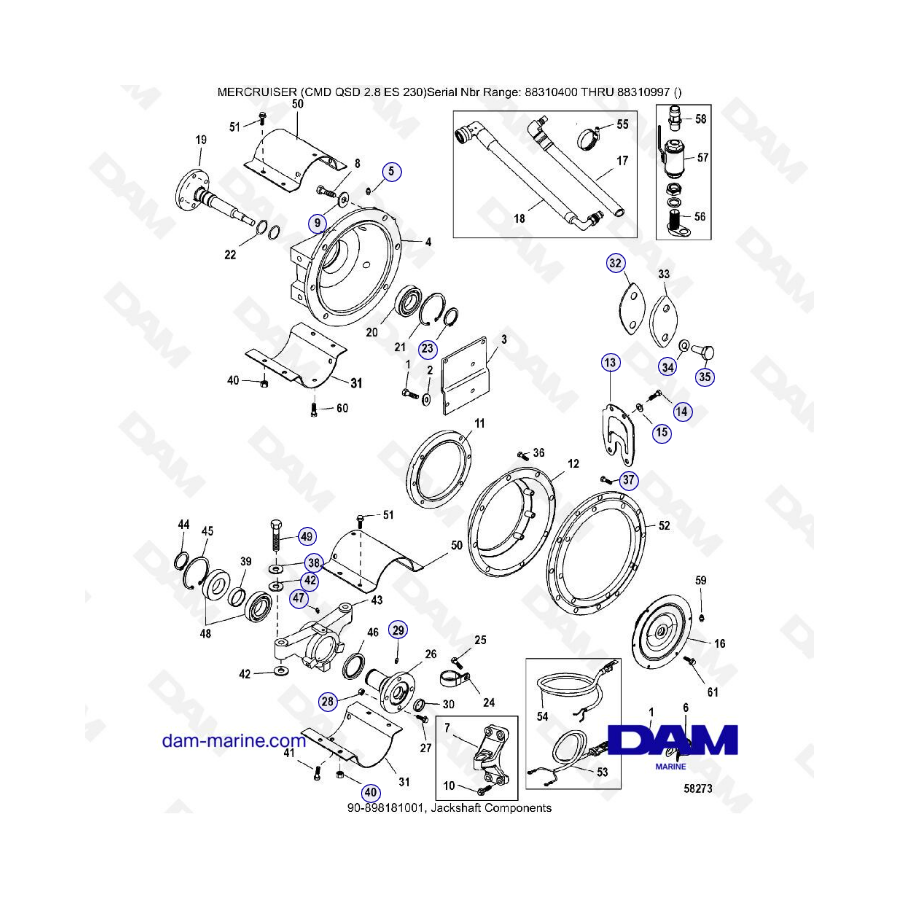 MERCRUISER CMD QSD 2.8 ES 230 - Eje secundario componentes