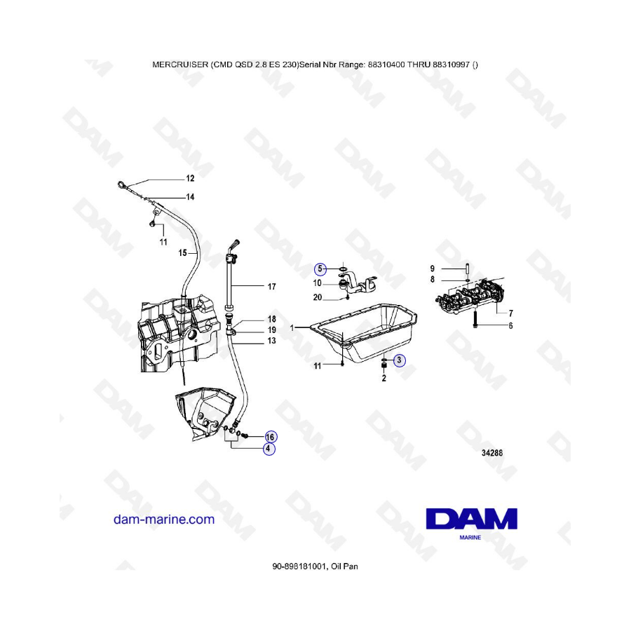 MERCRUISER CMD QSD 2.8 ES 230 - Cárter de aceite