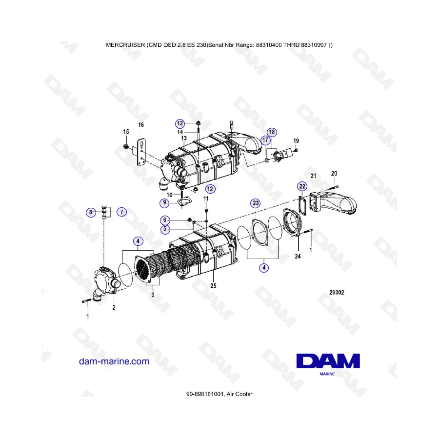 MERCRUISER CMD QSD 2.8 EI 170 - Enfriador de aire