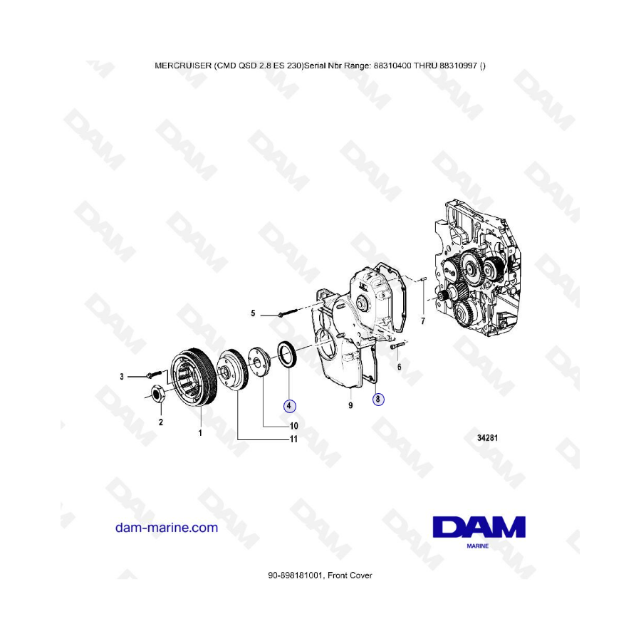 MERCRUISER CMD QSD 2.8 EI 170 - Tapa delantera