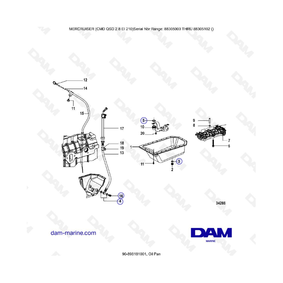 MERCRUISER CMD QSD 2.8 EI 210 - Cárter de aceite