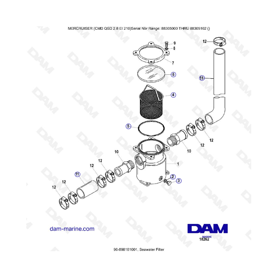 MERCRUISER CMD QSD 2.8 EI 210 - Seawater filter