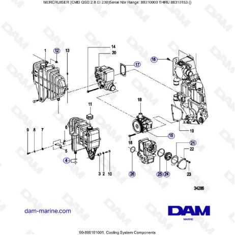 MERCRUISER CMD QSD 2.8 EI 230 - Componentes del sistema de refrigeración