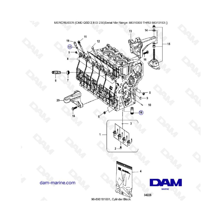 MERCRUISER CMD QSD 2.8 EI 230 - Cylinder block