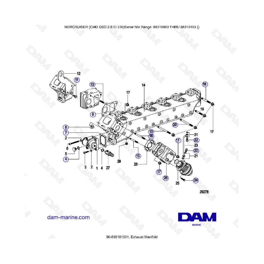 MERCRUISER CMD QSD 2.8 EI 230 - Colector de escape