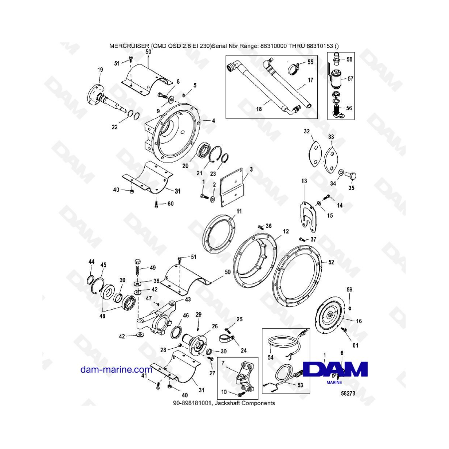 MERCRUISER CMD QSD 2.8 EI 230 - Eje secundario componentes