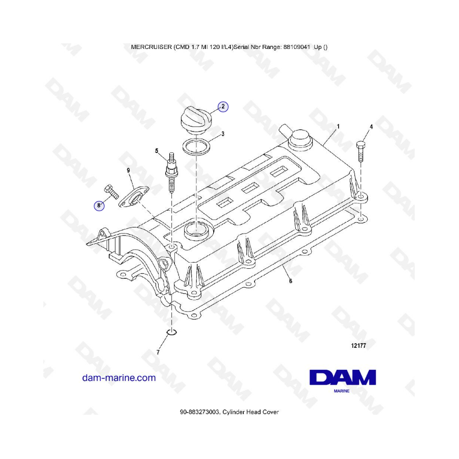 MERCRUISER CMD 1.7L MI 120 - Cylinder head cover