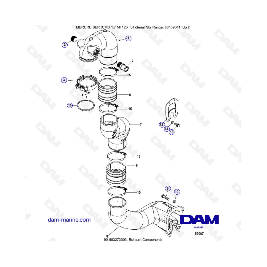 MERCRUISER CMD 1.7L MI 120 - Exhaust components