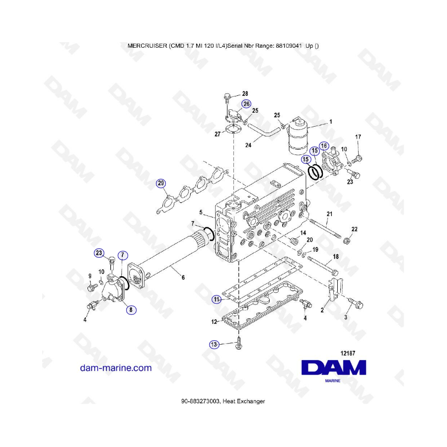 MERCRUISER CMD 1.7L MI 120 - Heat exchanger