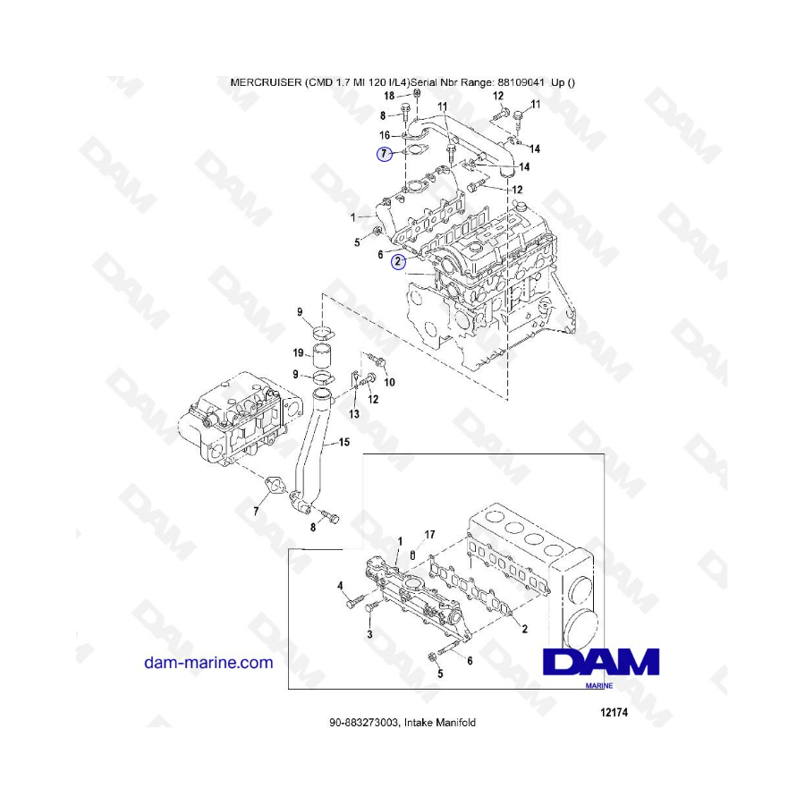 MERCRUISER CMD 1.7L MI 120 - Intake manifold