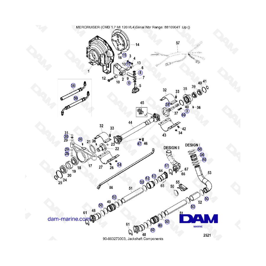 MERCRUISER CMD 1.7L MI 120 - Jackshaft components