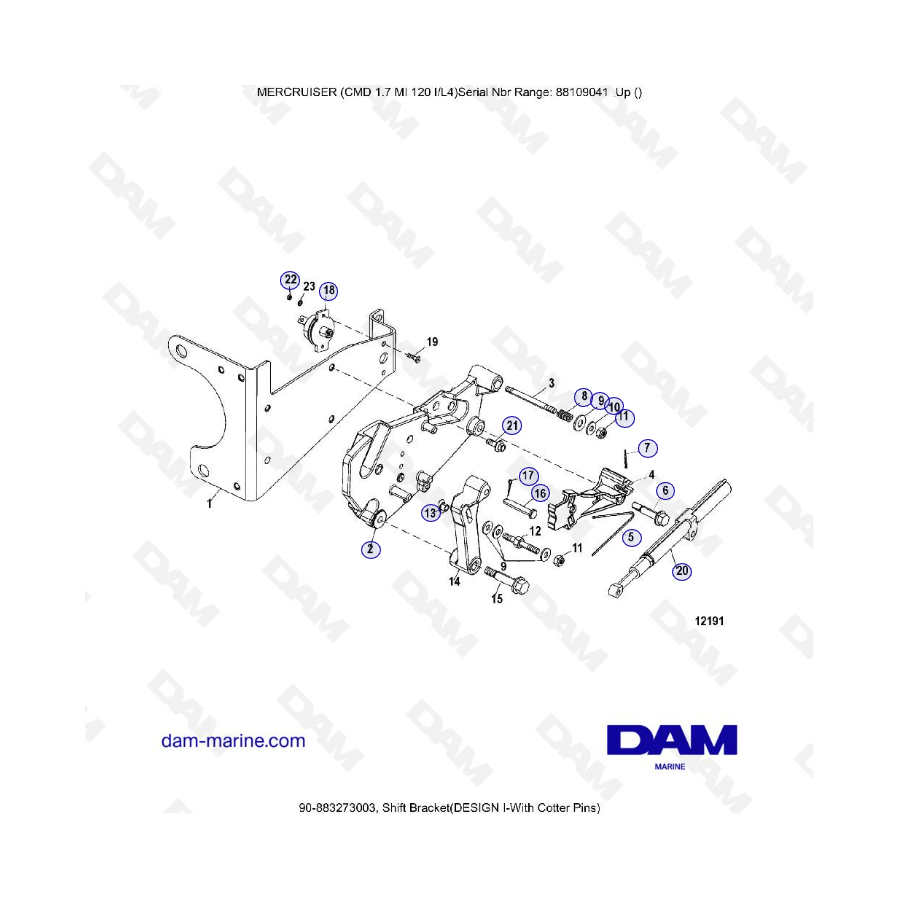 MERCRUISER CMD 1.7L MI 120 - Shift Bracket (cooter pins)