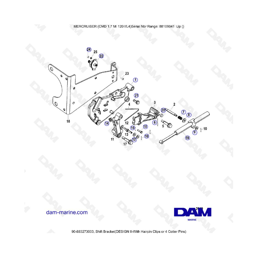 MERCRUISER CMD 1.7L MI 120 - Shift bracket (hairpin clips)