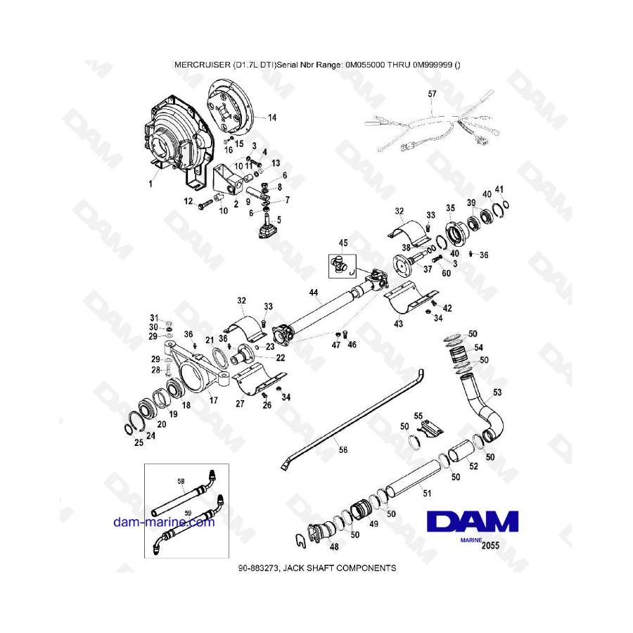 MERCRUISER D1.7L DTI - Eje secundario componentes