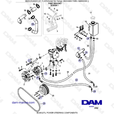 MERCRUISER D1.7L DTI - Componentes de dirección asistida