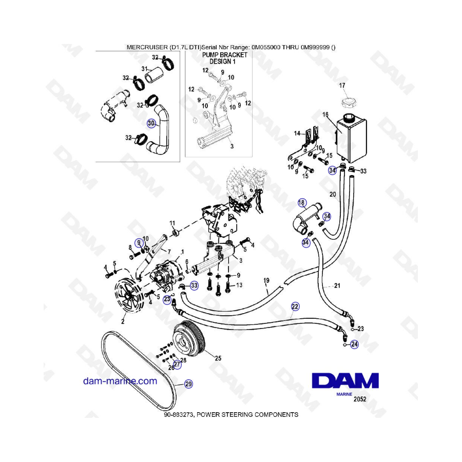 MERCRUISER D1.7L DTI - Componentes de dirección asistida