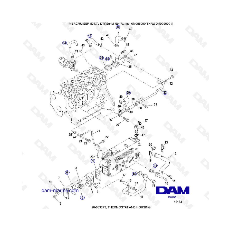 MERCRUISER D1.7L DTI - Termostato y carcasa