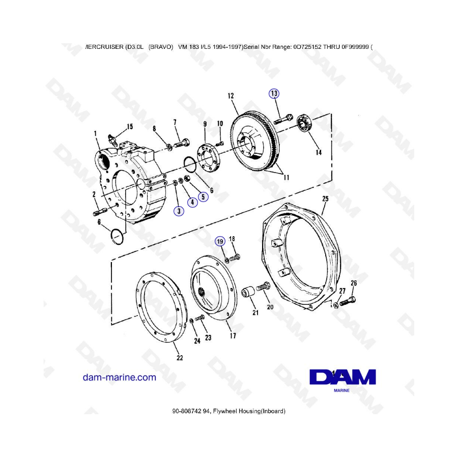 MERCRUISER D3.0L - Flywheel housing (inboard)