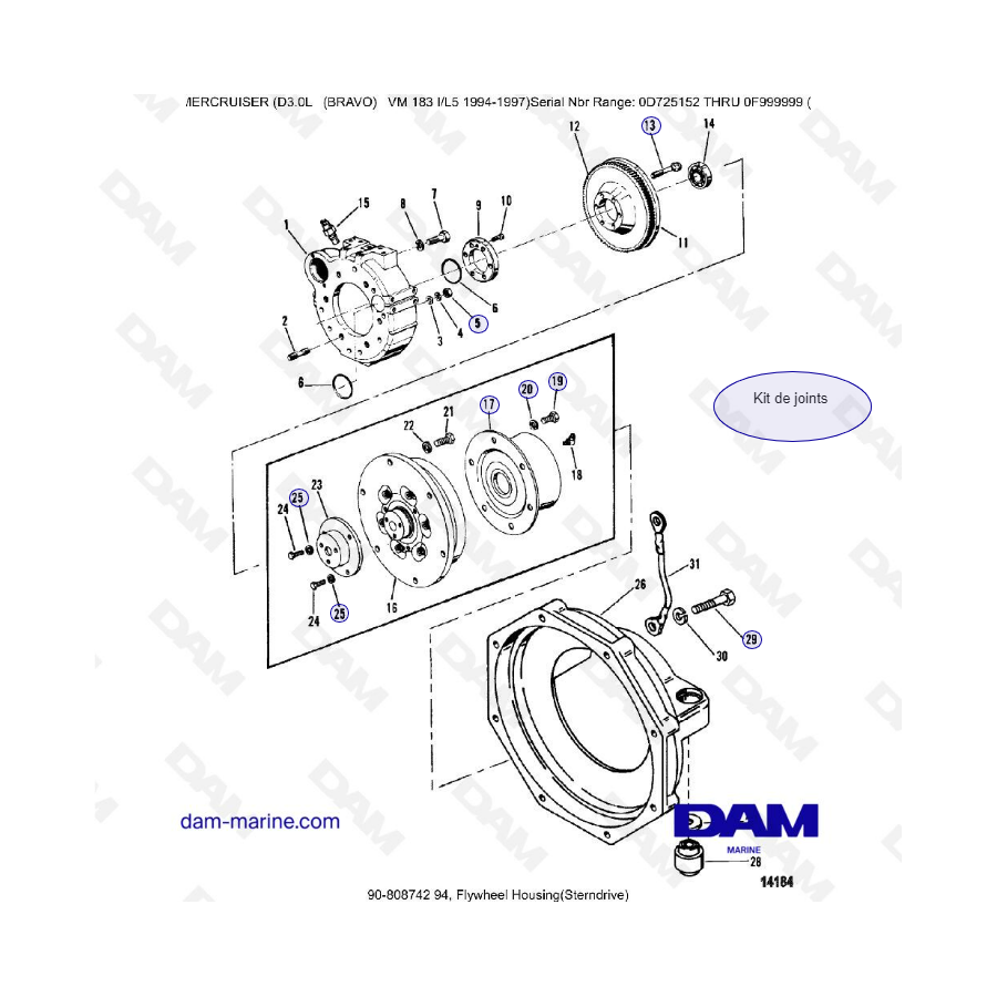 MERCRUISER D3.0L - Caja del volante (motor de popa)