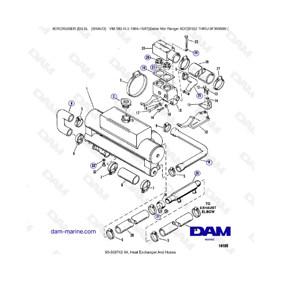 MERCRUISER D3.0L - Heat exchanger & hoses