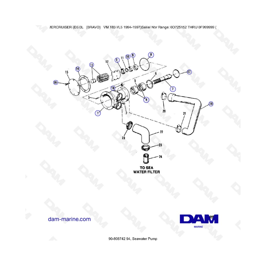 MERCRUISER D3.0L - Bomba de agua de mar