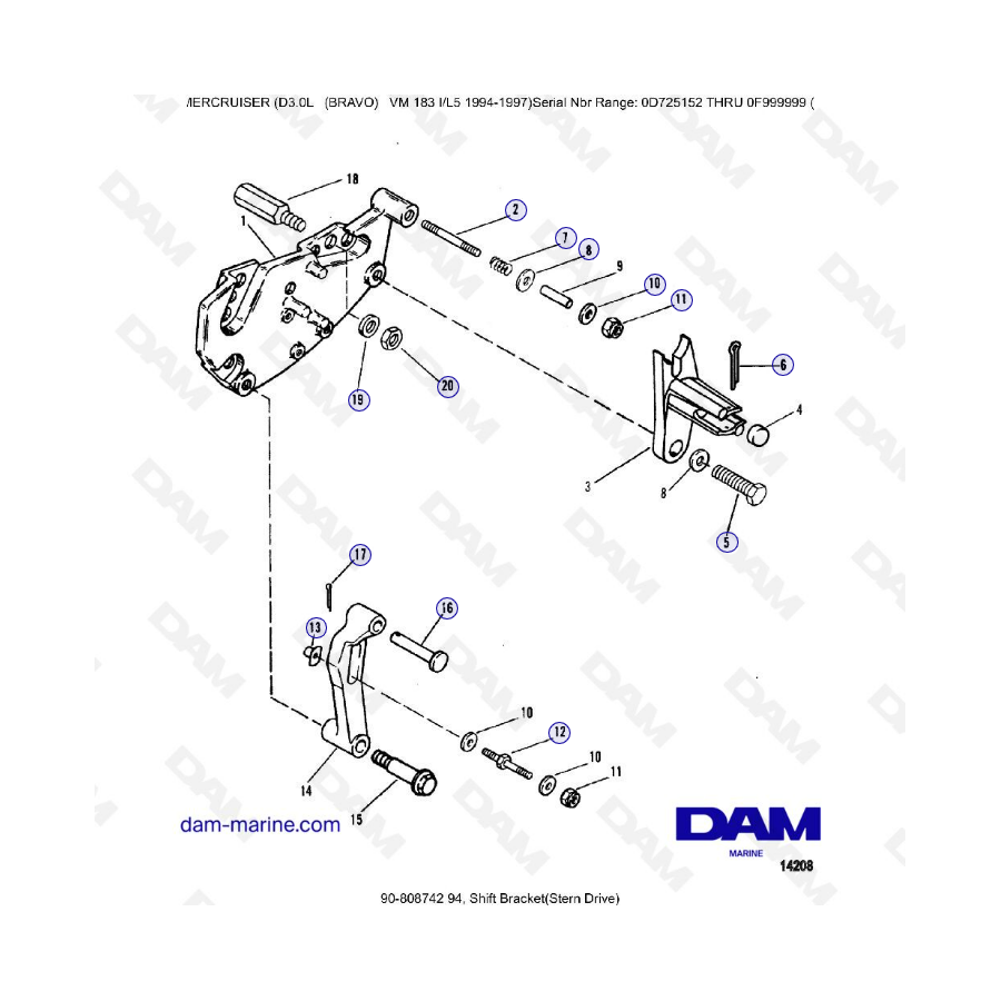 MERCRUISER D3.0L – Shift Bracket (stern drive)