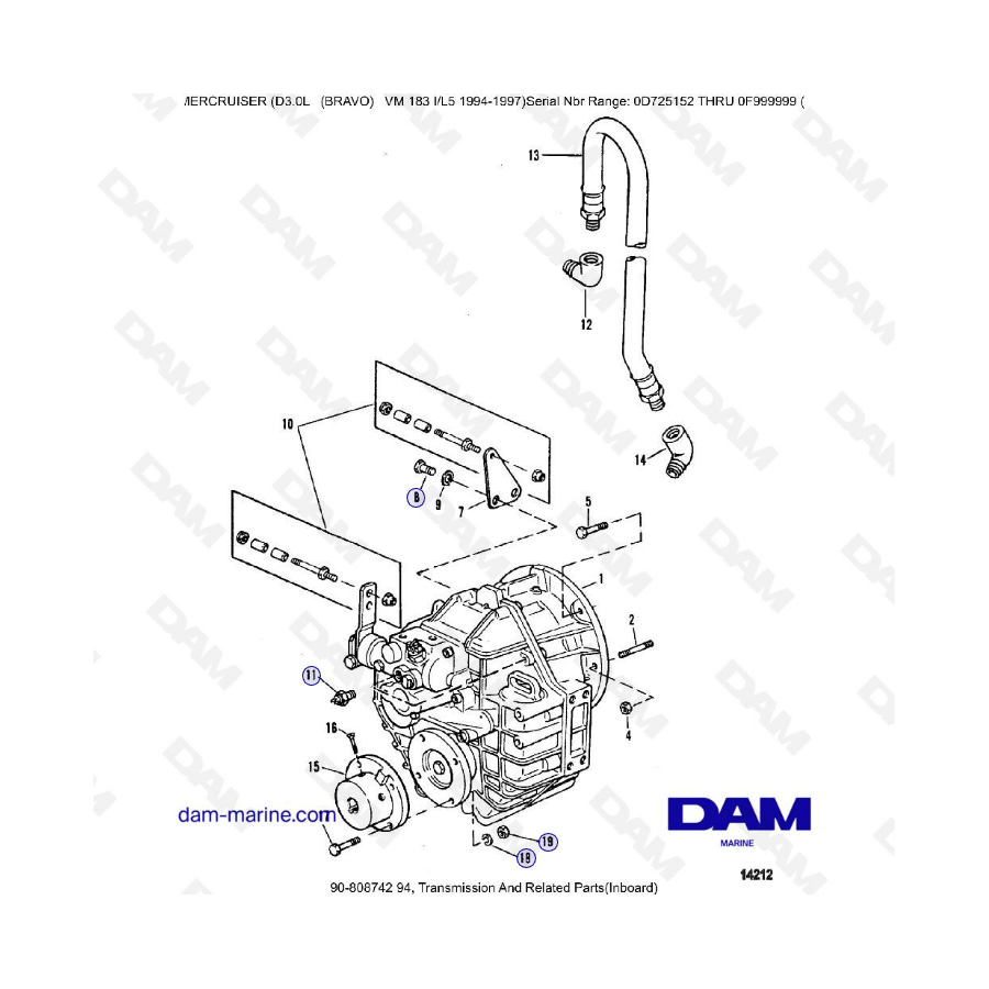 MERCRUISER D3.0L - Transmisión y partes relacionadas (intraborda)