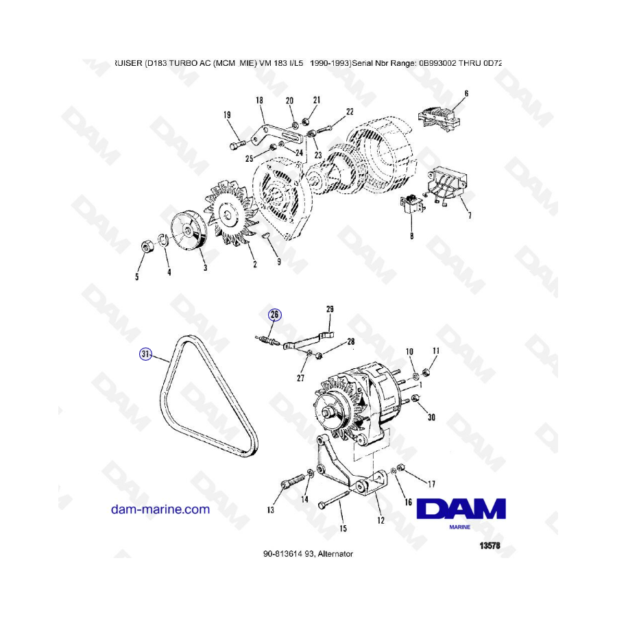 MERCRUISER D183 TURBO AC - Alternador