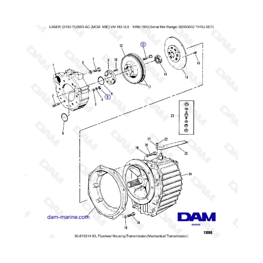 MERCRUISER D183 TURBO AC - Carcasa del volante y transmisión (mecha)