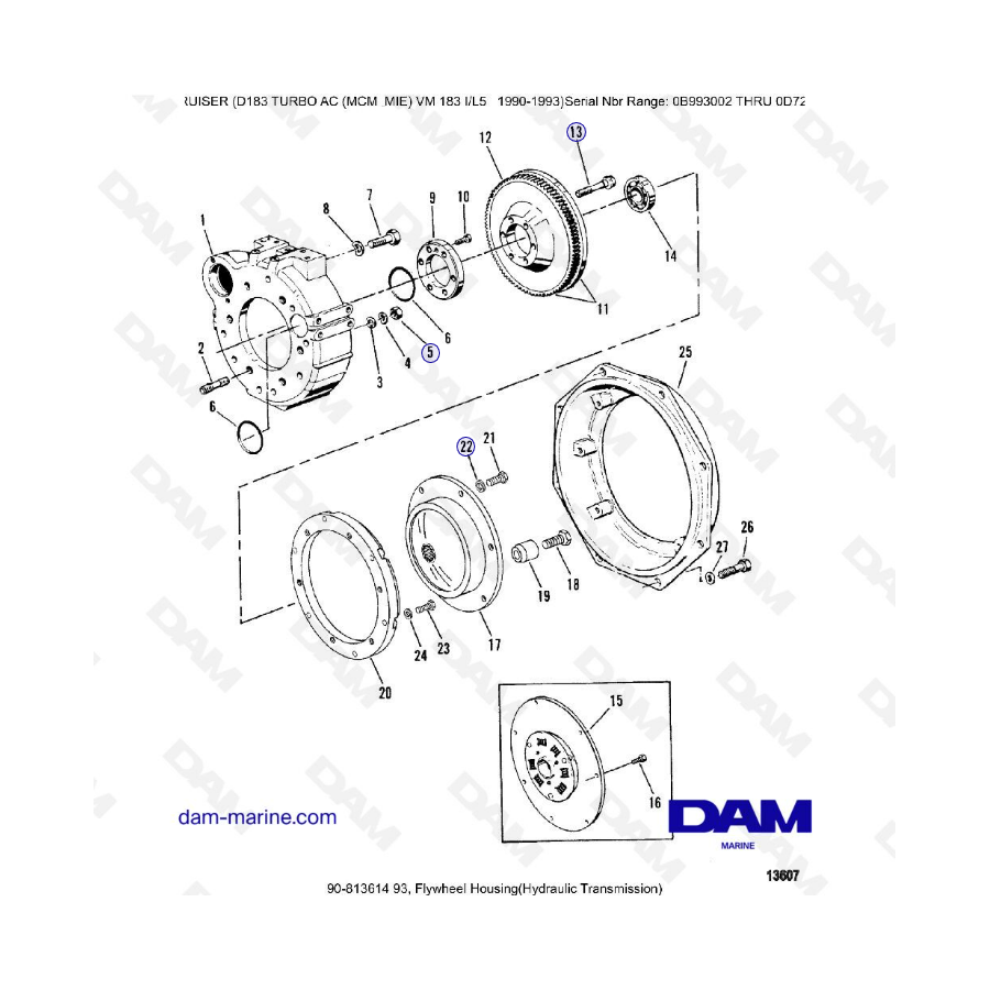 MERCRUISER D183 TURBO AC - Flywheel housing (hydraulic transmission)