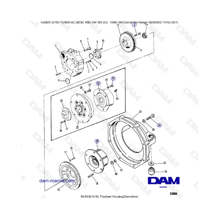 MERCRUISER D183 TURBO AC - Caja del volante (motor de popa)