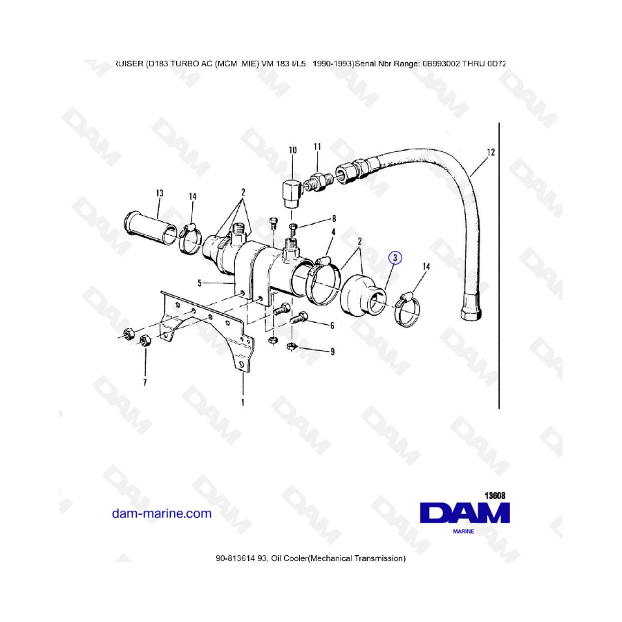 MERCRUISER D183 TURBO AC - Enfriador de aceite (mecánico)