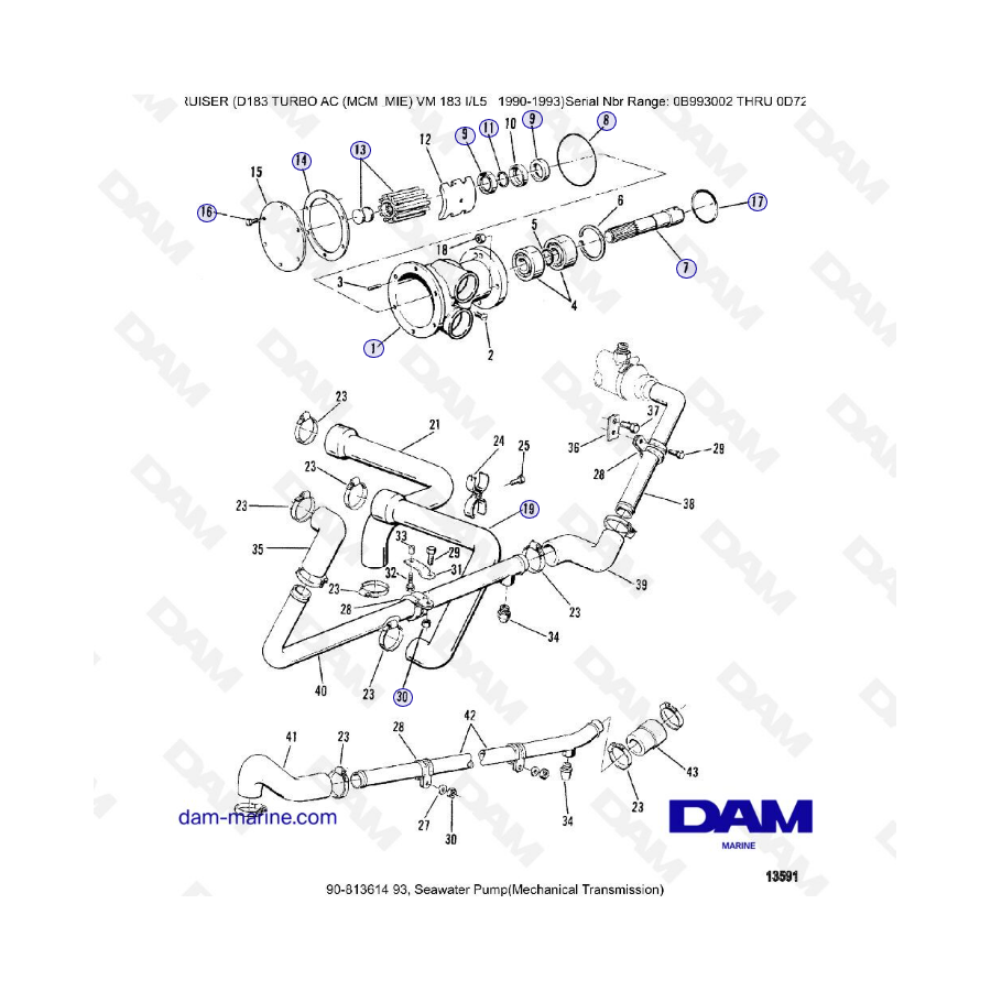 MERCRUISER D183 TURBO AC - Bomba de agua de mar (transmisión mecánica)