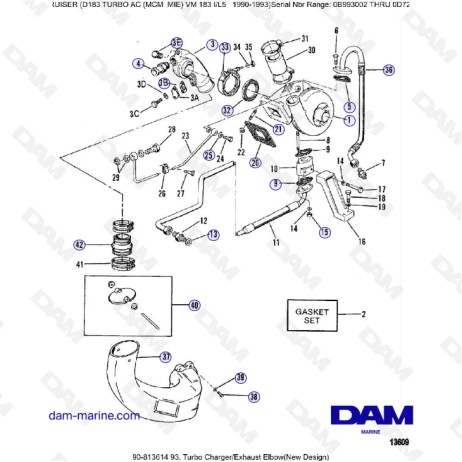 MERCRUISER D183 TURBO AC - Turbocompresor y codo de escape