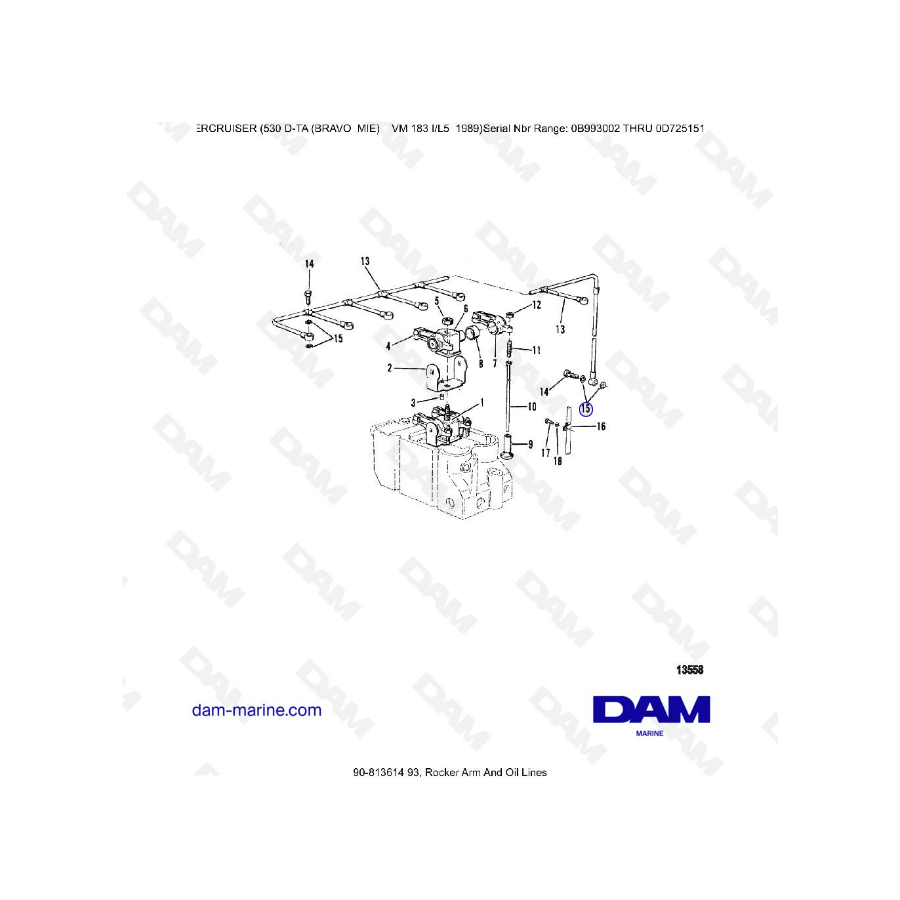 MERCRUISER 530D-TA - Rocker arm & oil lines