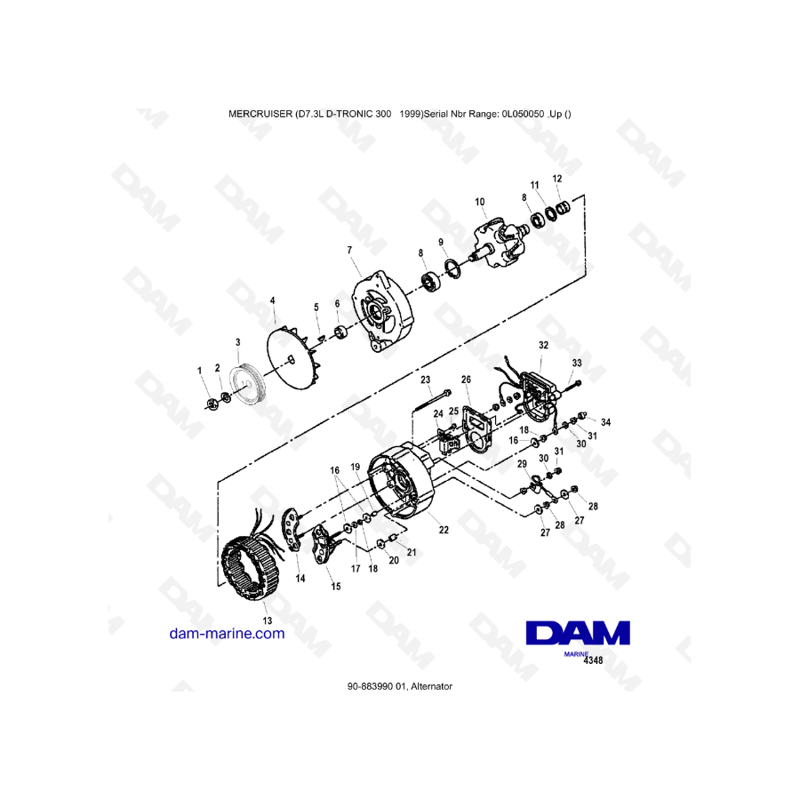 Mercruiser 7.3L D-TRONIC - Alternateur