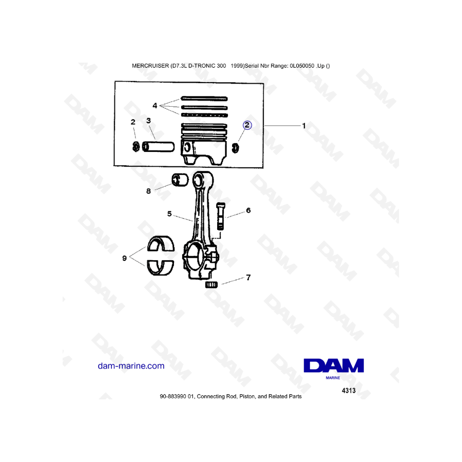 Mercruiser 7.3L D-TRONIC - Connecting rod, pistons