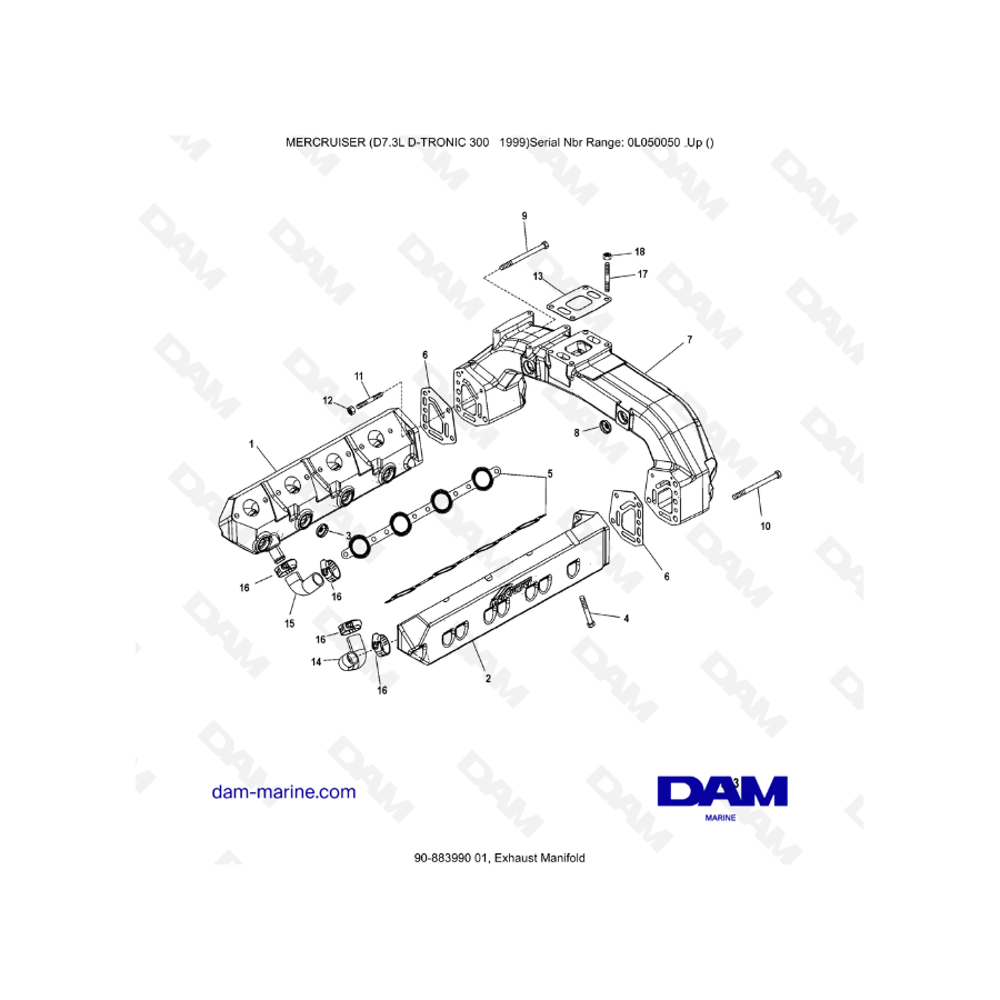 Mercruiser 7.3L D-TRONIC - Colector de escape