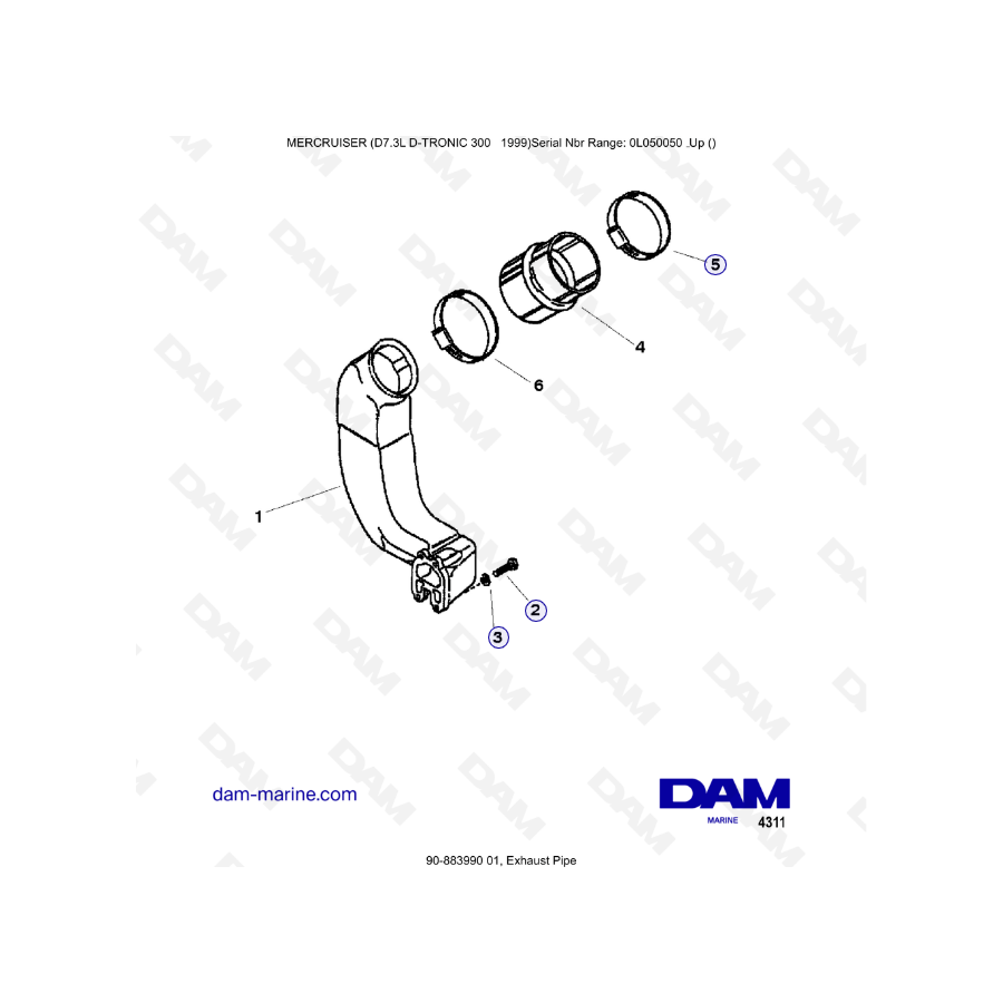 Mercruiser 7.3L D-TRONIC - Exhaust pipe