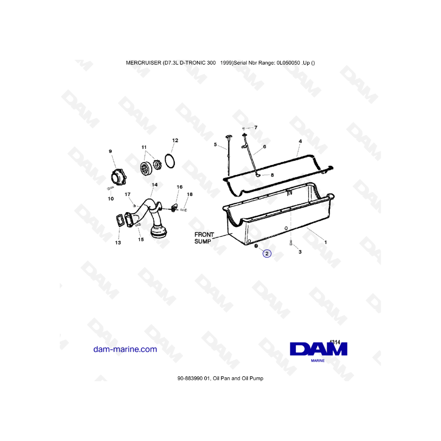 Mercruiser 7.3L D-TRONIC - Cárter de aceite y bomba de aceite