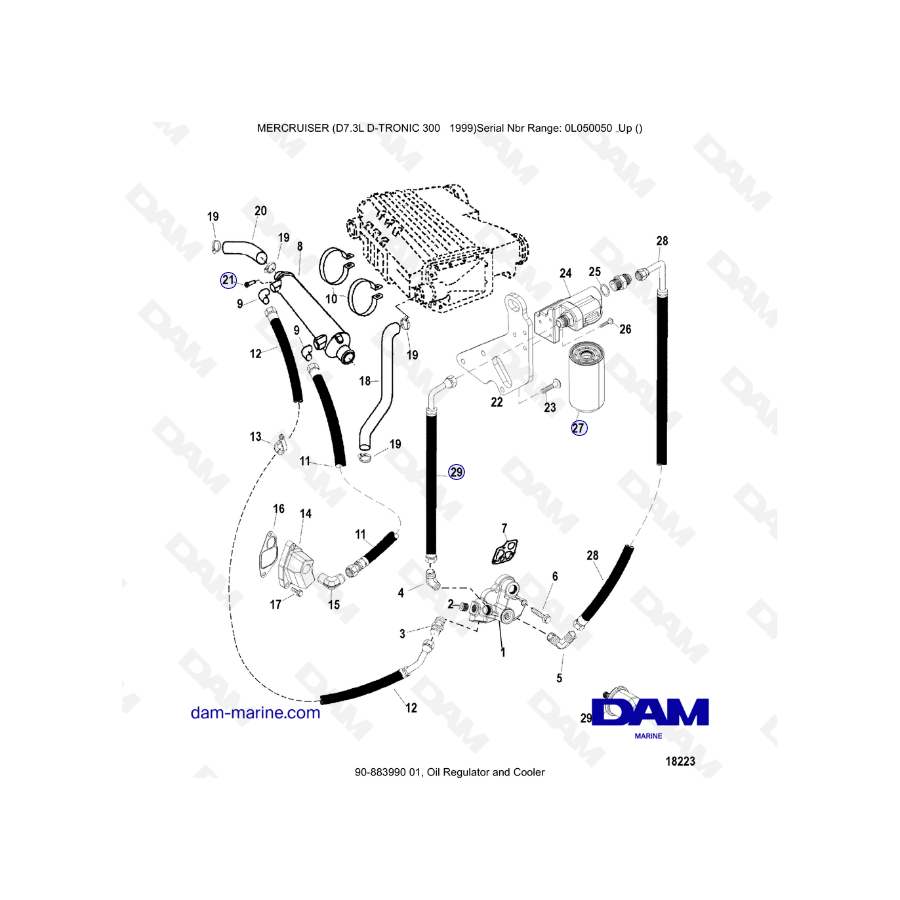 Mercruiser 7.3L D-TRONIC - Oil regulator & cooler