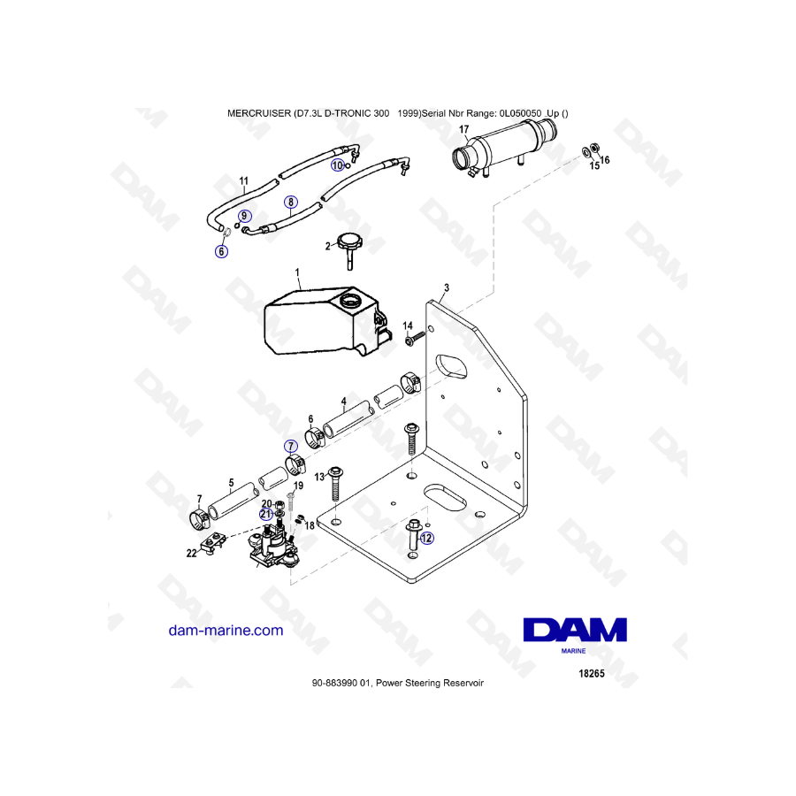 Mercruiser 7.3L D-TRONIC - Depósito de dirección asistida