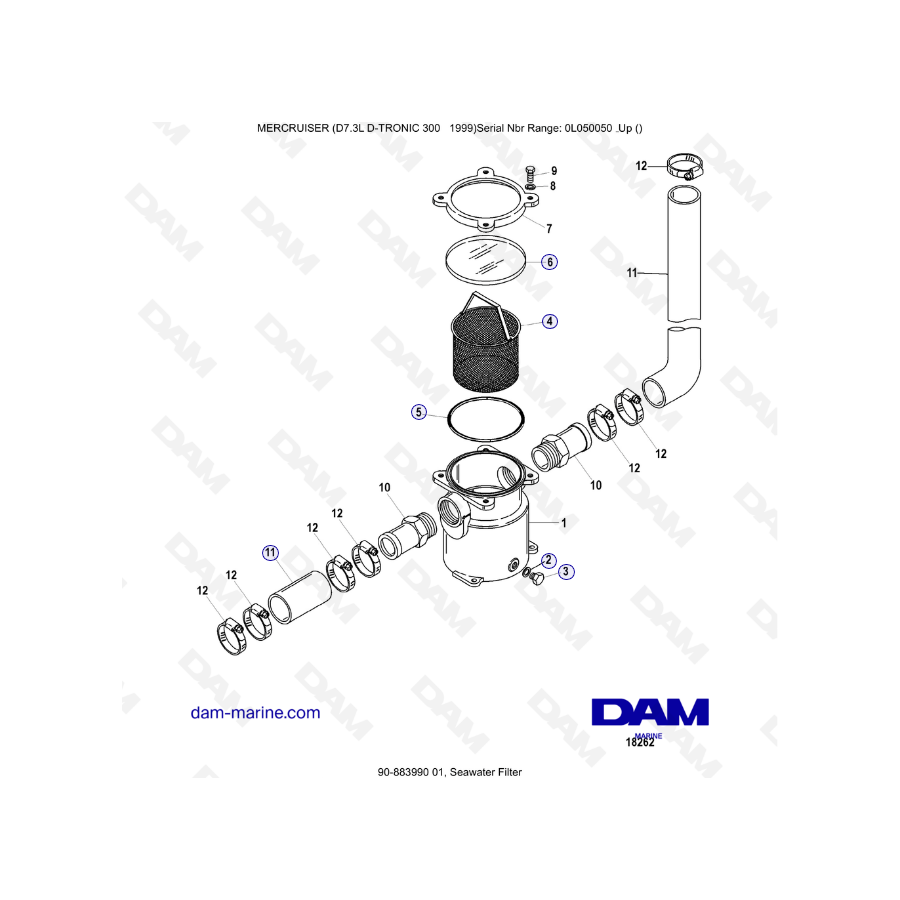 Mercruiser 7.3L D-TRONIC - Filtro de agua de mar