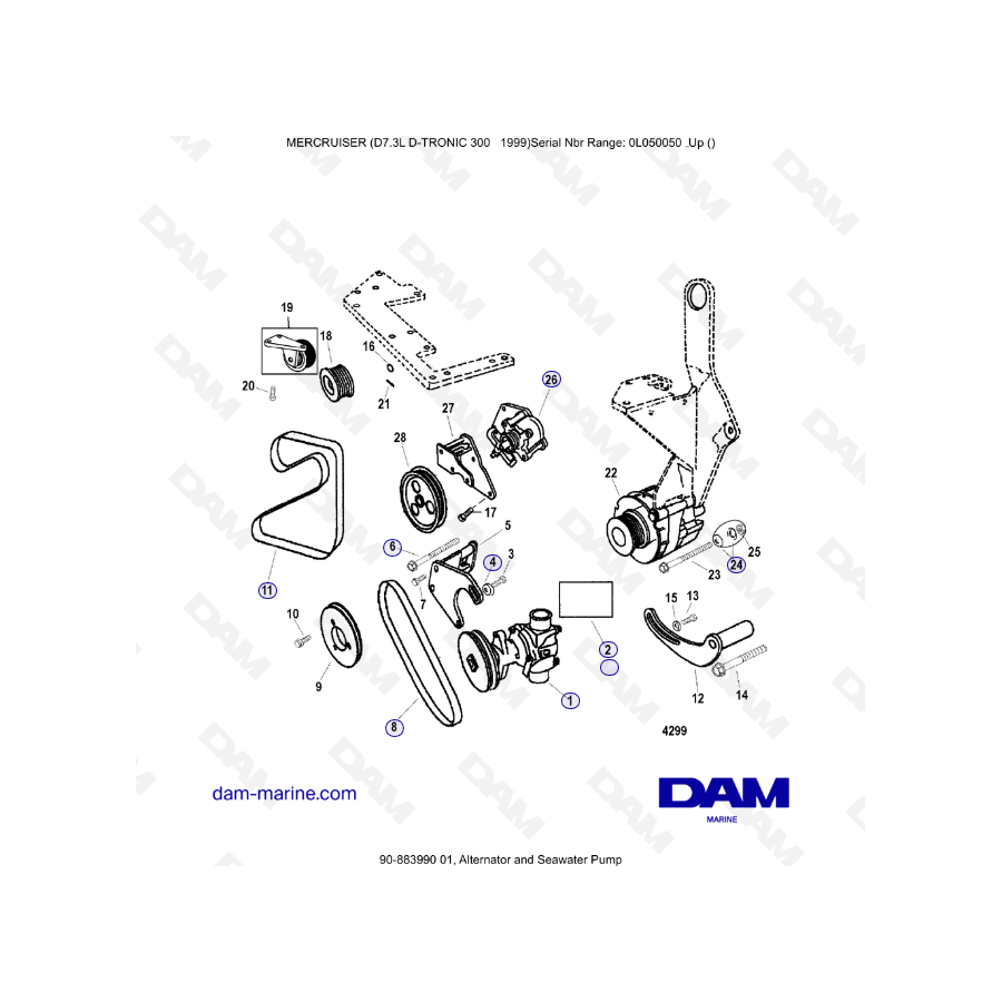 Mercruiser 7.3L D-TRONIC - Bomba de agua de mar